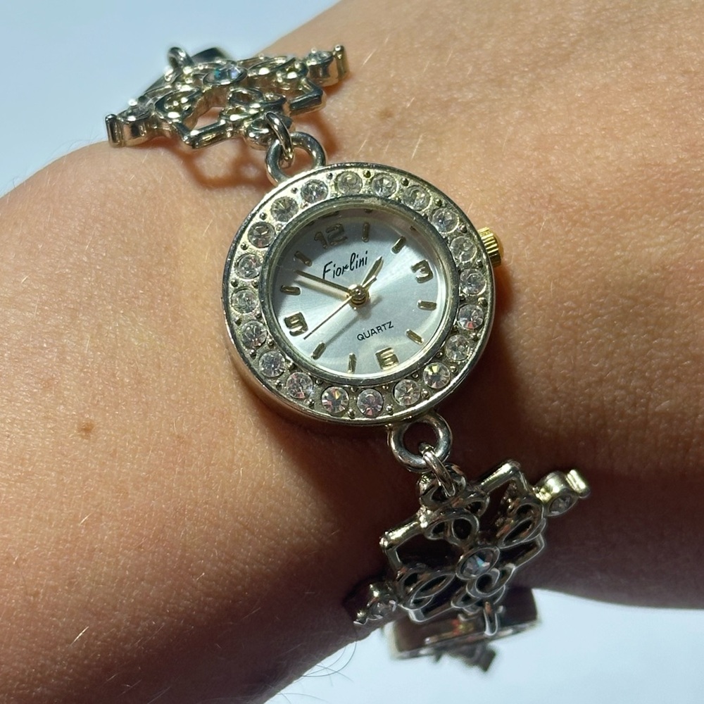 Fiorlini Filigree Clear Rhinestone Bracelet Watch (Untested) Old Money Fairycore